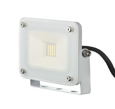 10 W LED Fluter weiß kompakt Flutlicht Außenstrahler Außenleuchte weißes Gehäuse 230V slim 1254